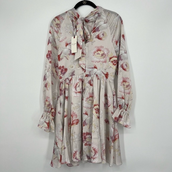 Ted Baker Dinnaa Floral Print Mini Dress Ivory 2 - Picture 3 of 10